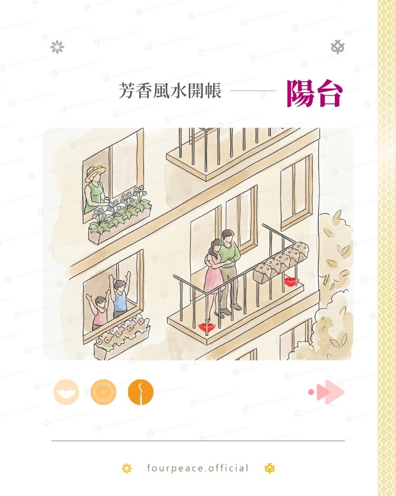 陽台窗邊八方新氣開帳示意
